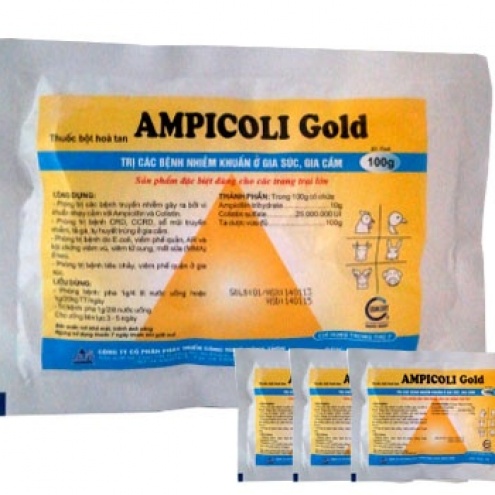 Trị các bệnh nhiễm khuẩn ở gia súc, gia cẩm - AMPICOLI Gold